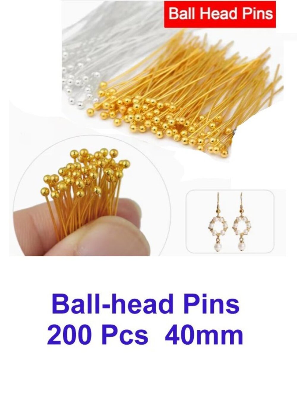 Ball-head Pins 200 Pcs  40mm